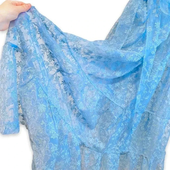 NWT Anthropologie BHLDN Beatrice Organza Maxi Dress Floral Blue Size 10 - Picture 13 of 14